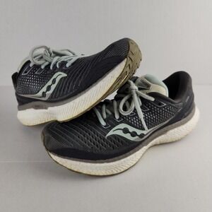 Saucony Triumph 19 Running Shoes Women's 8 Black Green Trainer Sneakers
